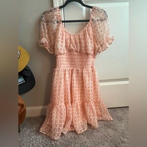 Pink Puff Sleeve Baby doll Dress